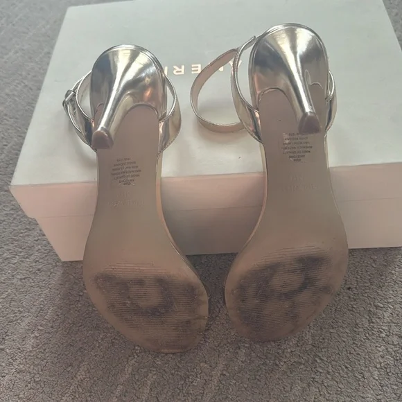 Nine West Two Piece Ankle Strap Gold heels - Picture 4 of 7